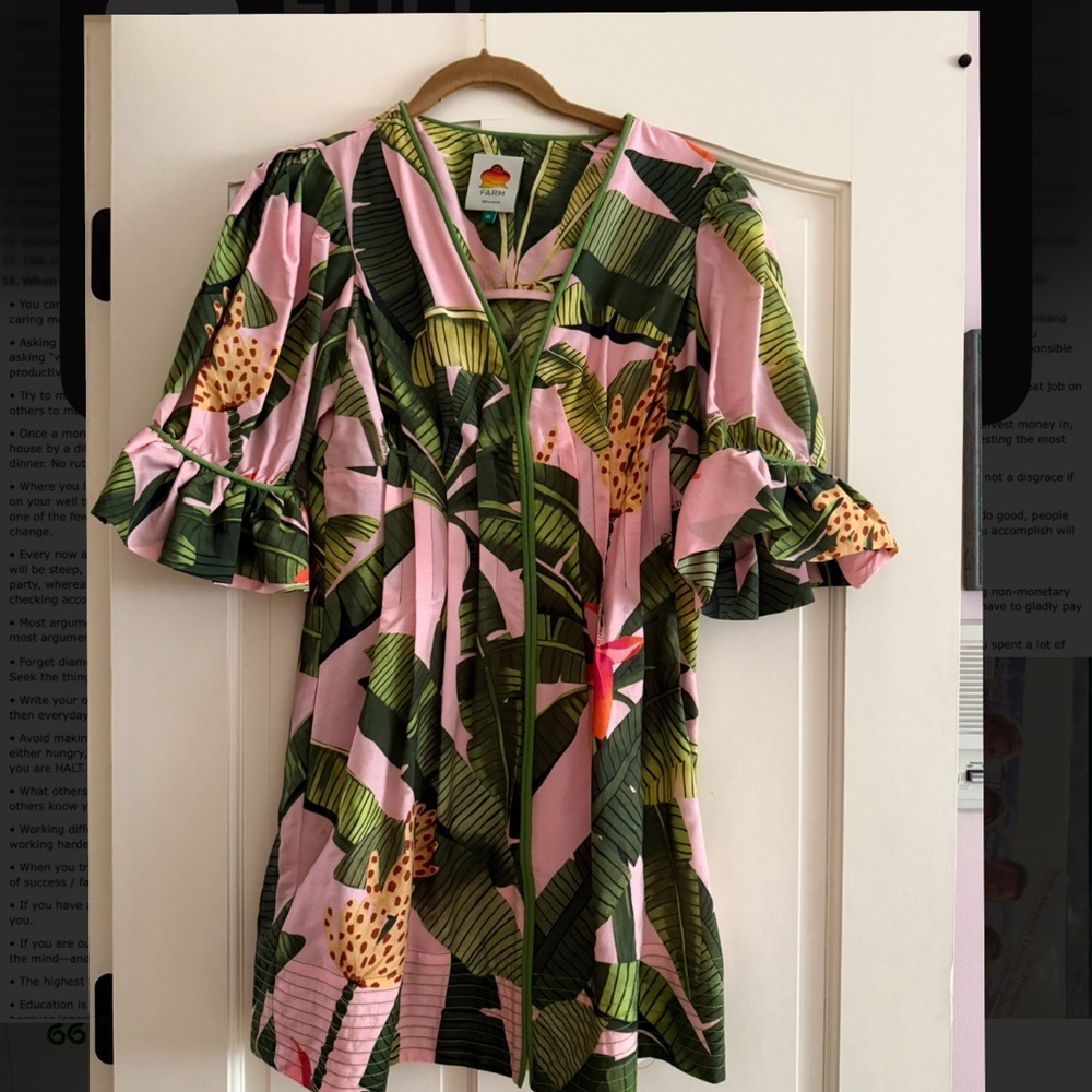 FARM Rio Pink and Green Tropical Blouse